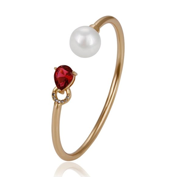 Gorgeous Ruby 18KGP Bangle Bracelet - Picture 1 of 13